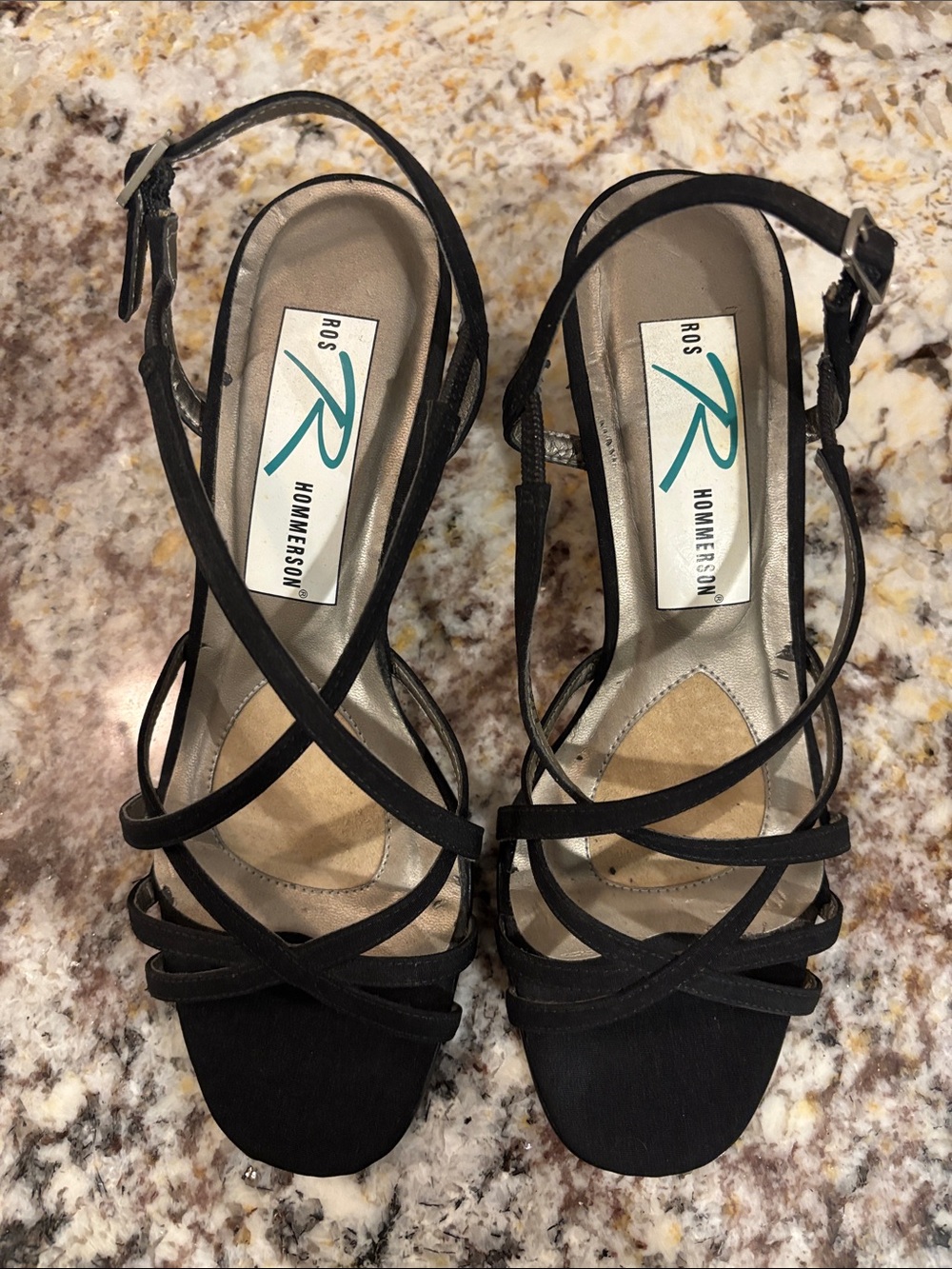Ros Hommerson Black Strappy Heels 6.5M